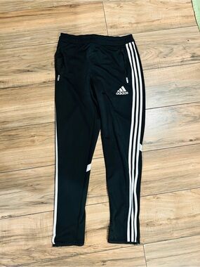adidas Black Track Pants with White Side Stripes